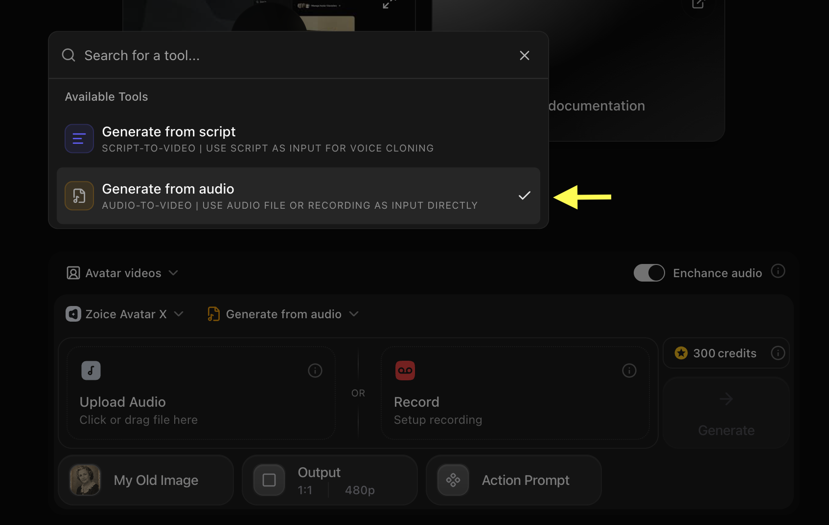 Choose Generate from Audio