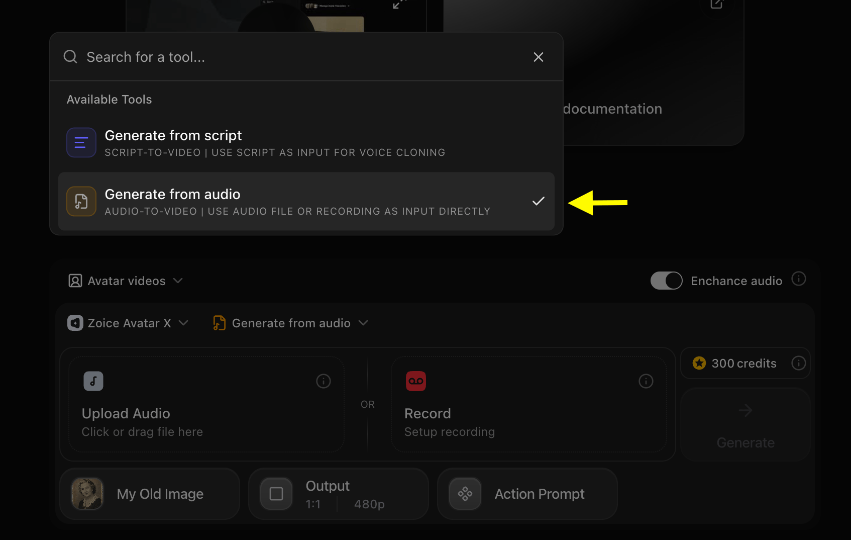 Choose Generate from Audio