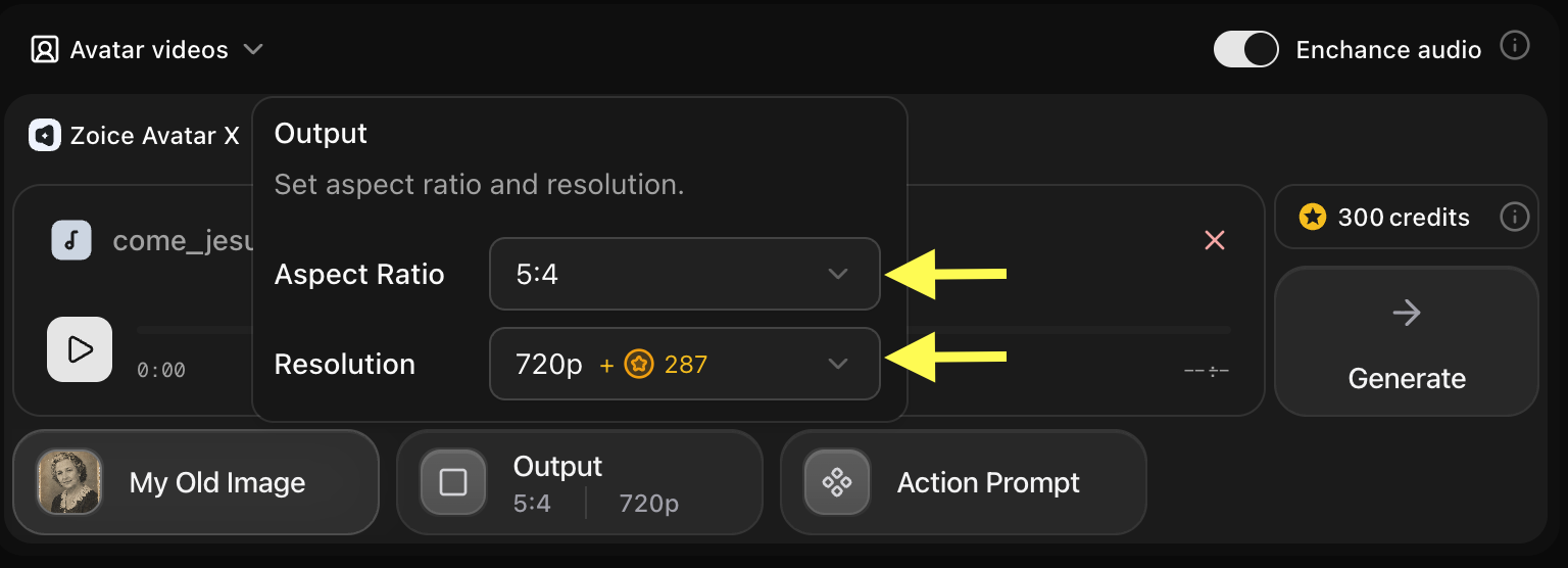 Update Output Settings