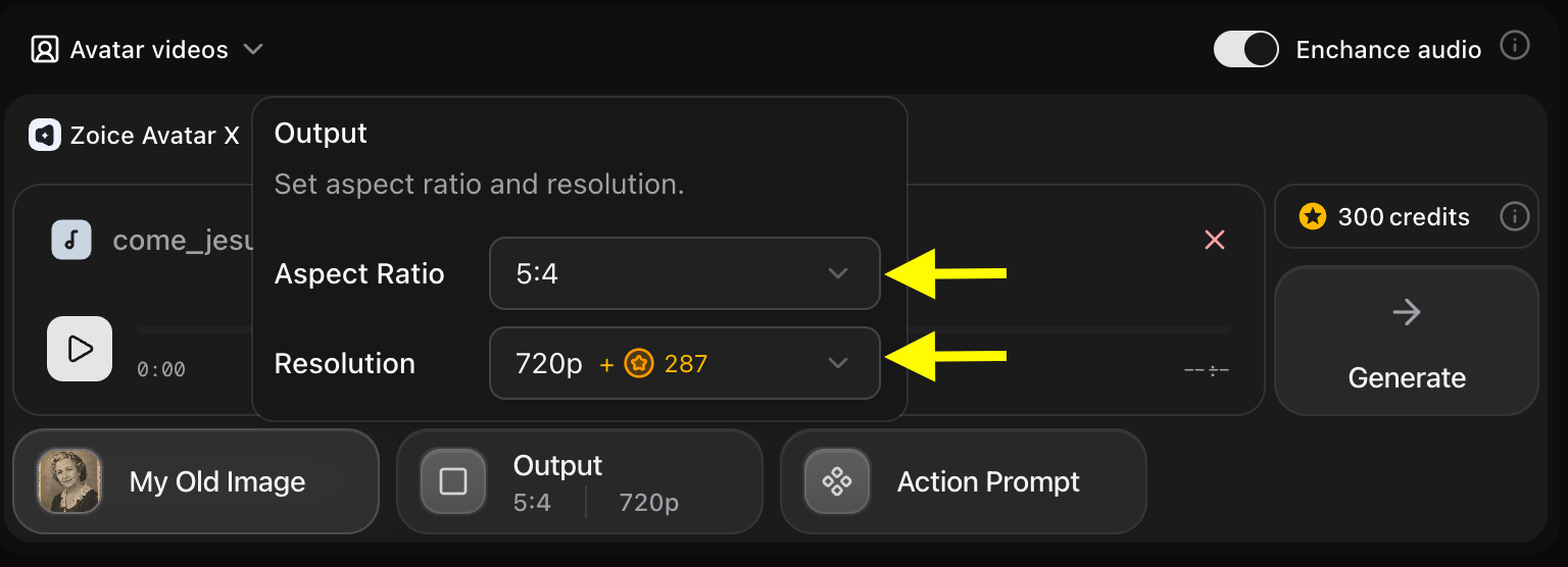 Update Output Settings