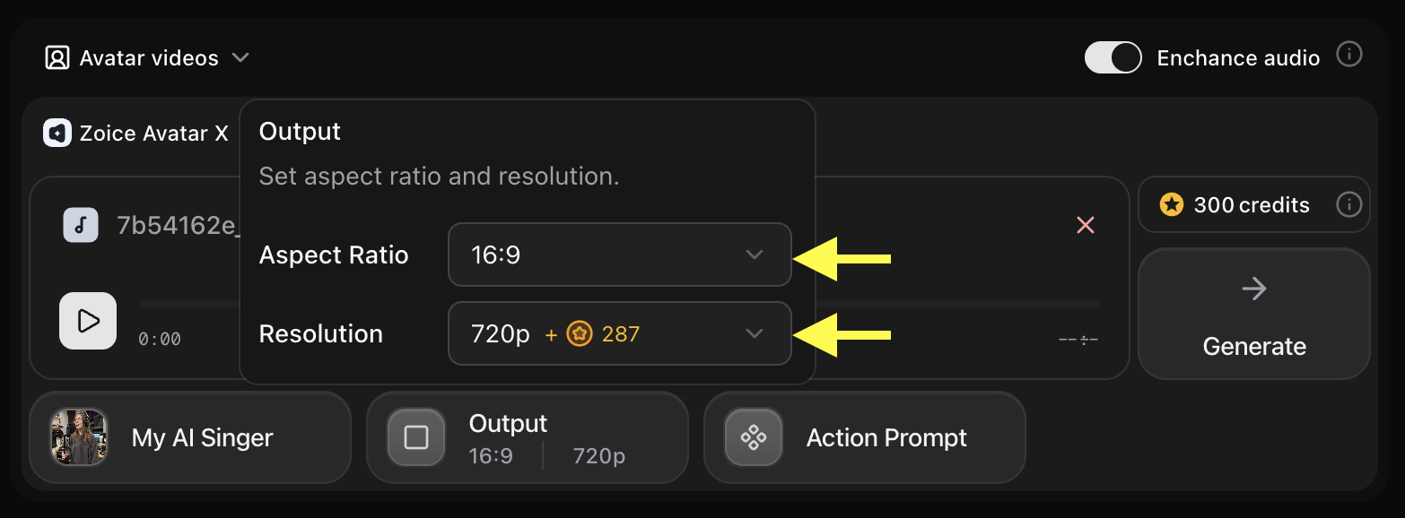 Update Output Settings
