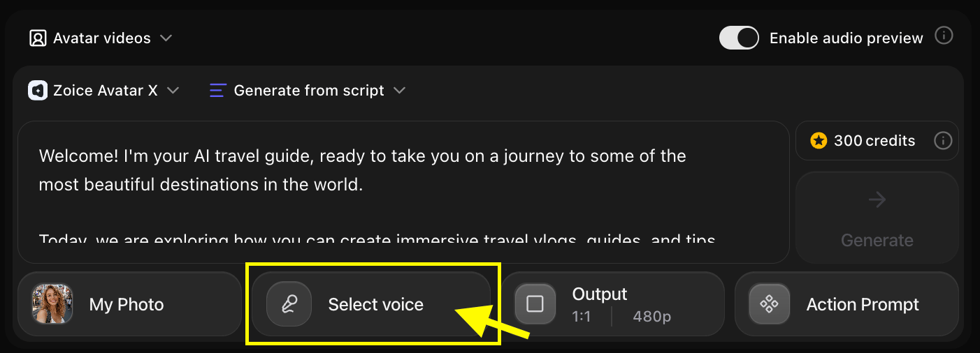 Select Voice Option