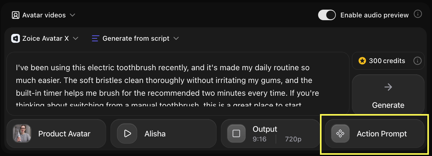 Click Action Prompt