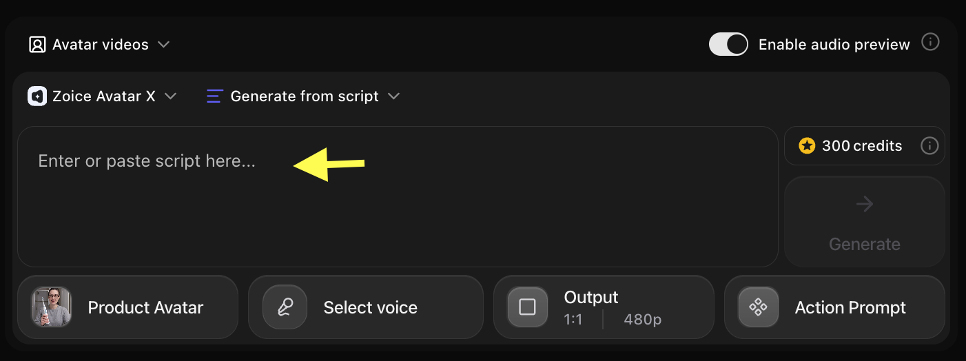 Click on Script Box