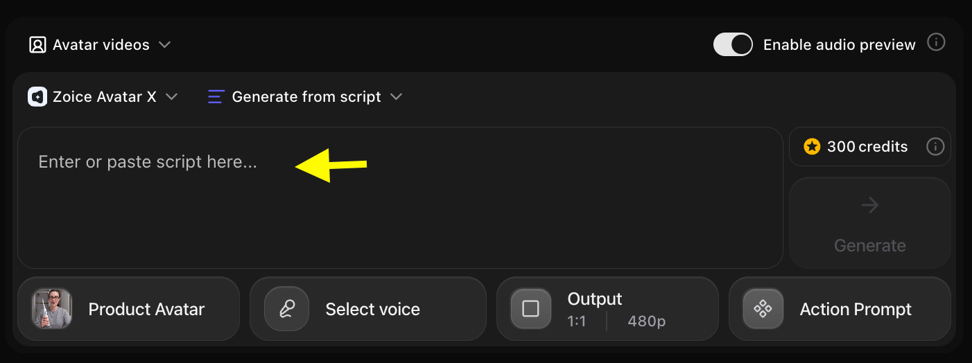 Click on Script Box