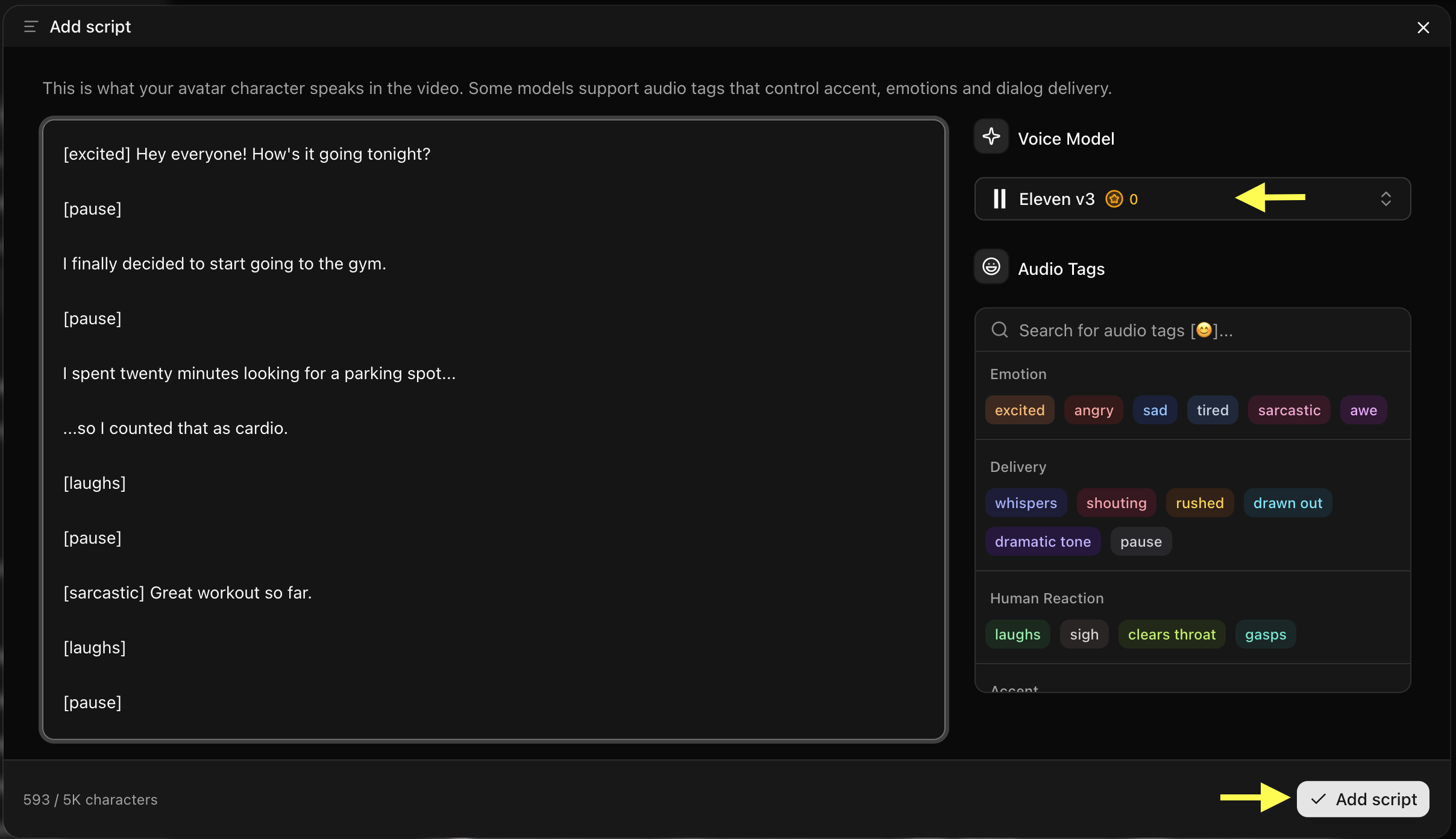 Add Script Details