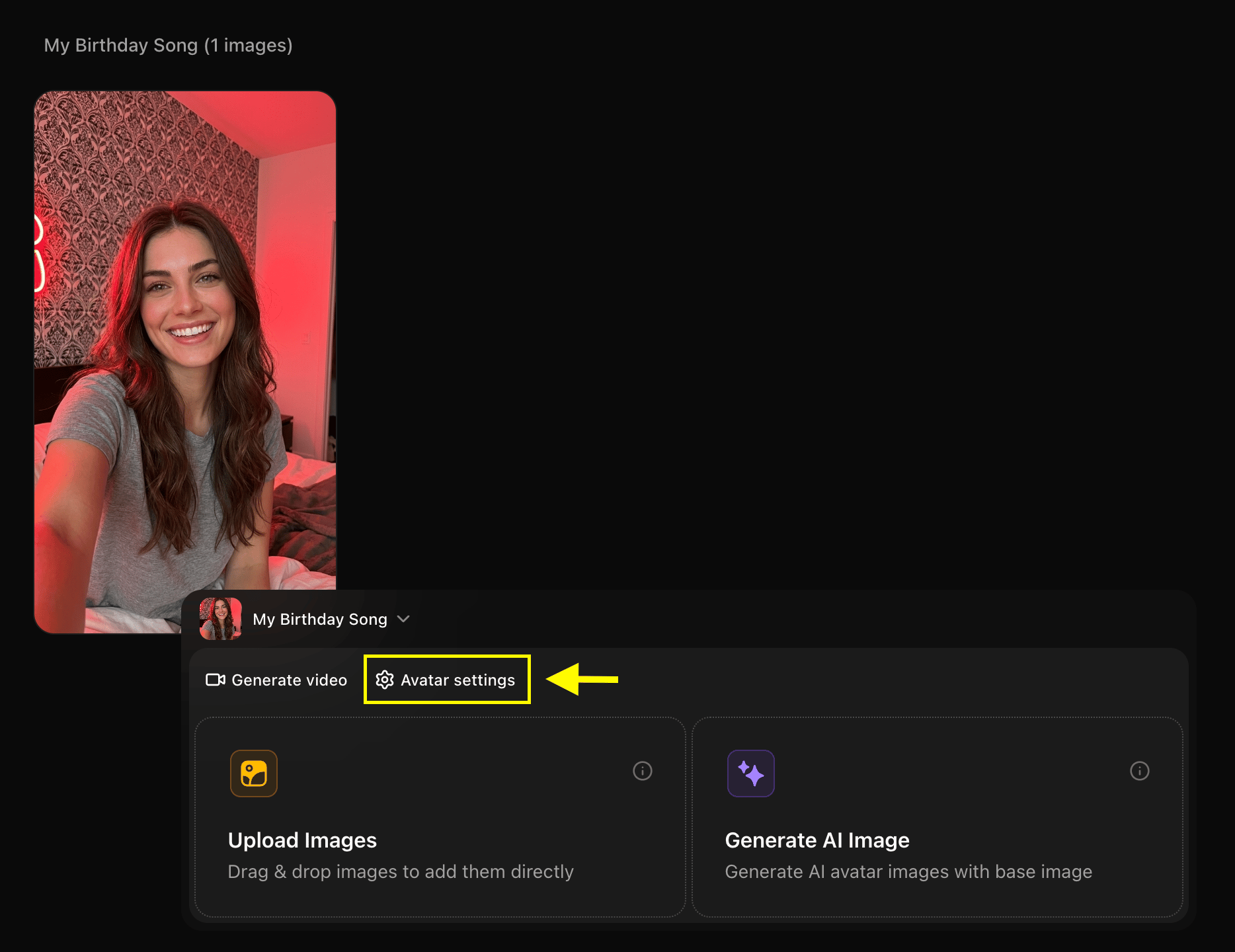 Avatar Settings Option
