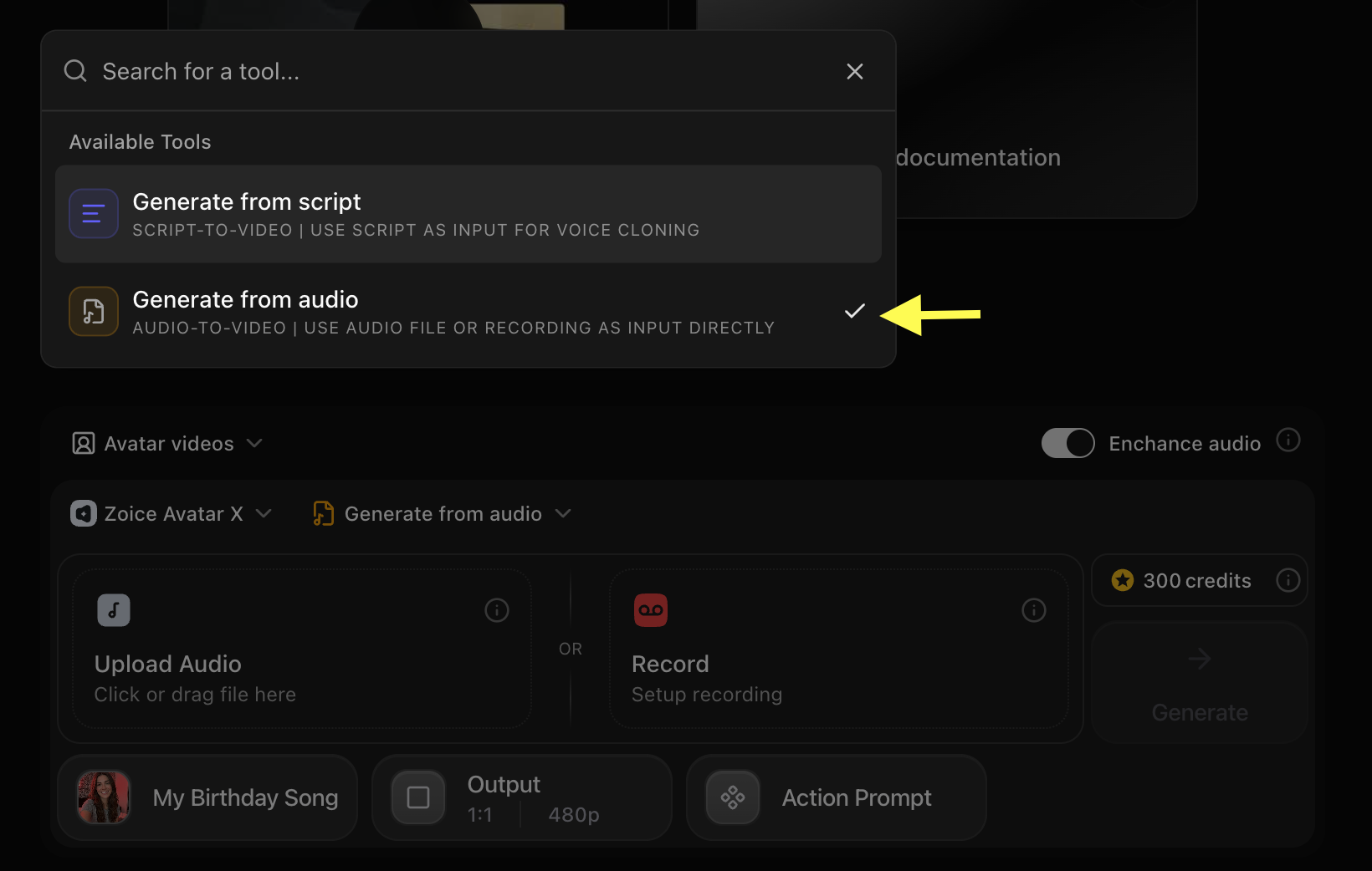Generate from Audio