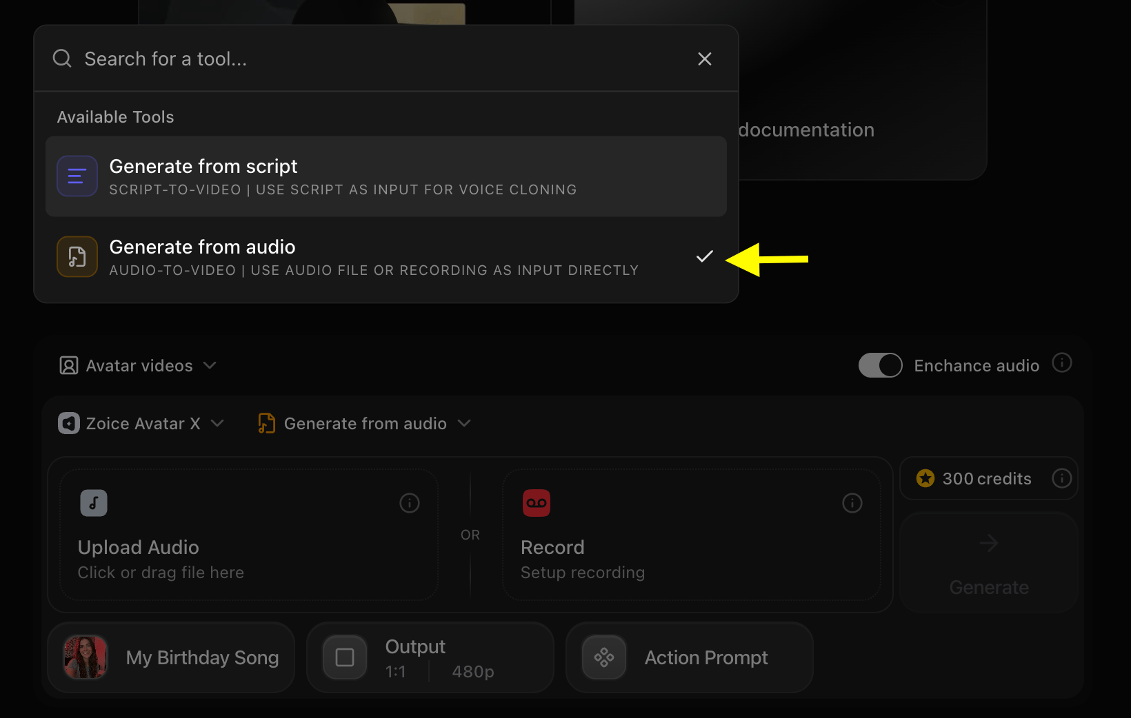 Generate from Audio