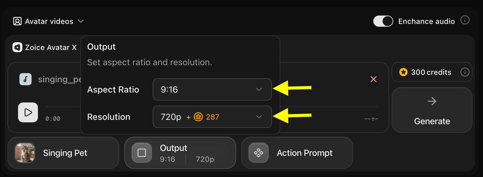 Update Output Settings