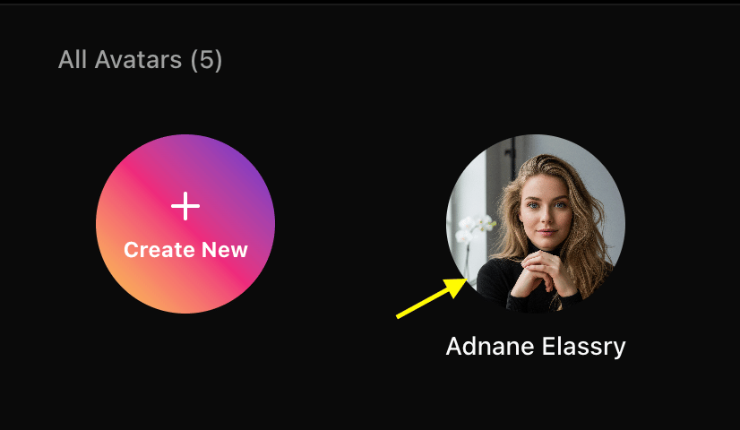 Select Saved Avatar