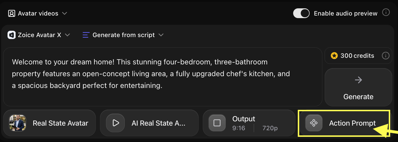 Click on Action Prompt