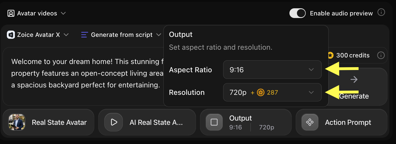 Update Output Settings