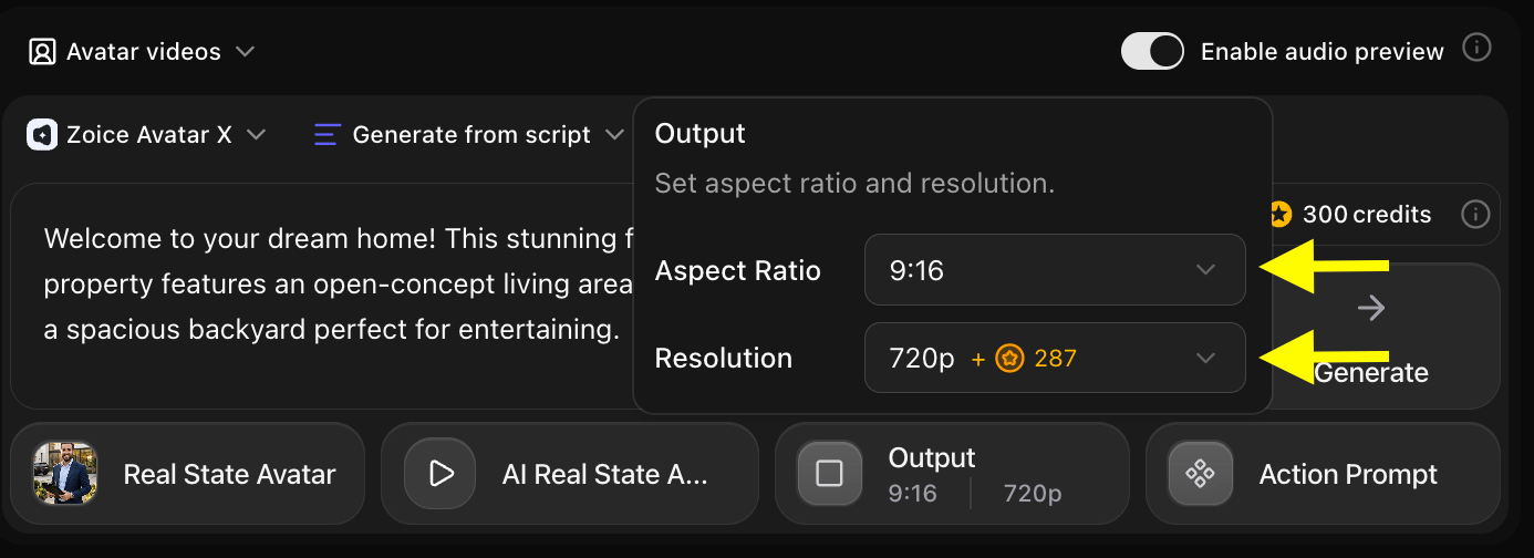 Update Output Settings