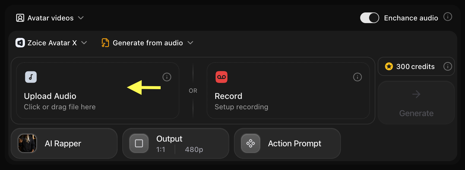 Upload or Record Audio