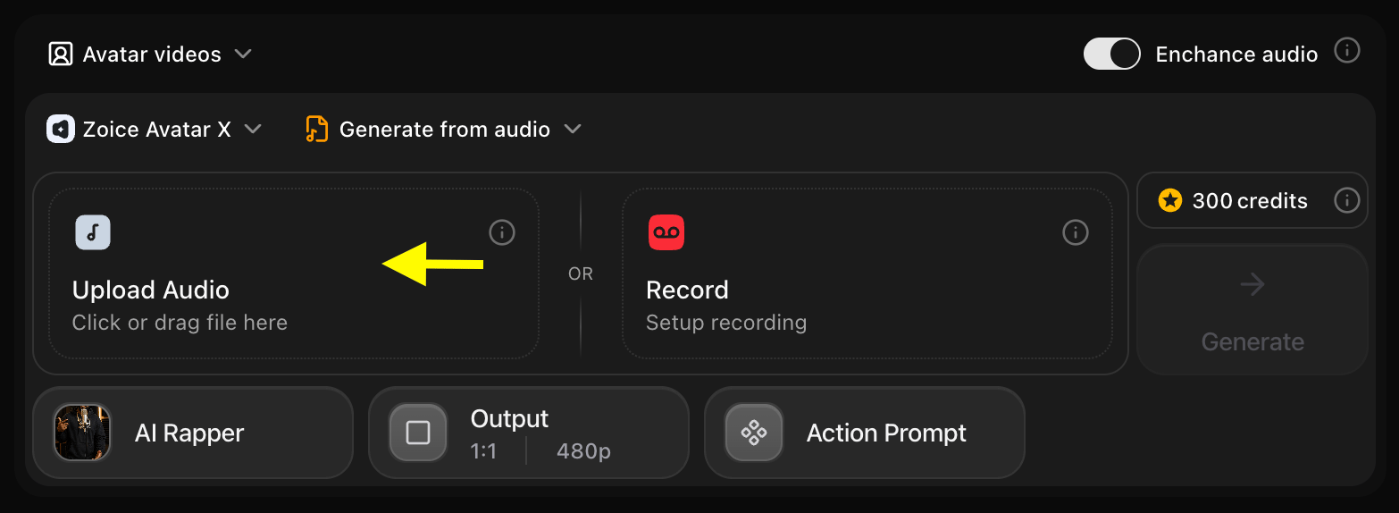 Upload or Record Audio