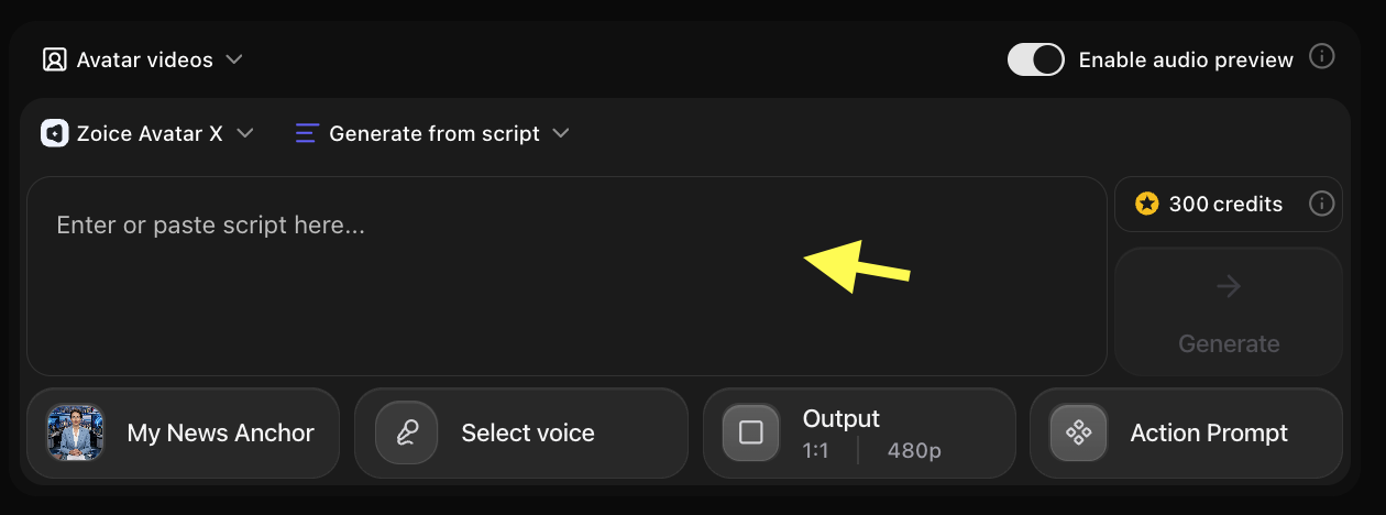 Click on Script box to add Script