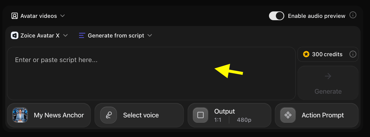 Click on Script box to add Script