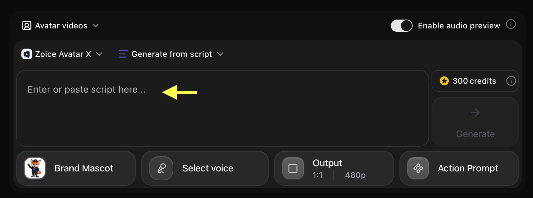 Click on Script Box