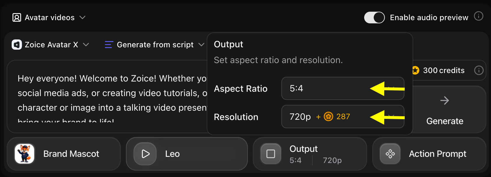 Output Settings