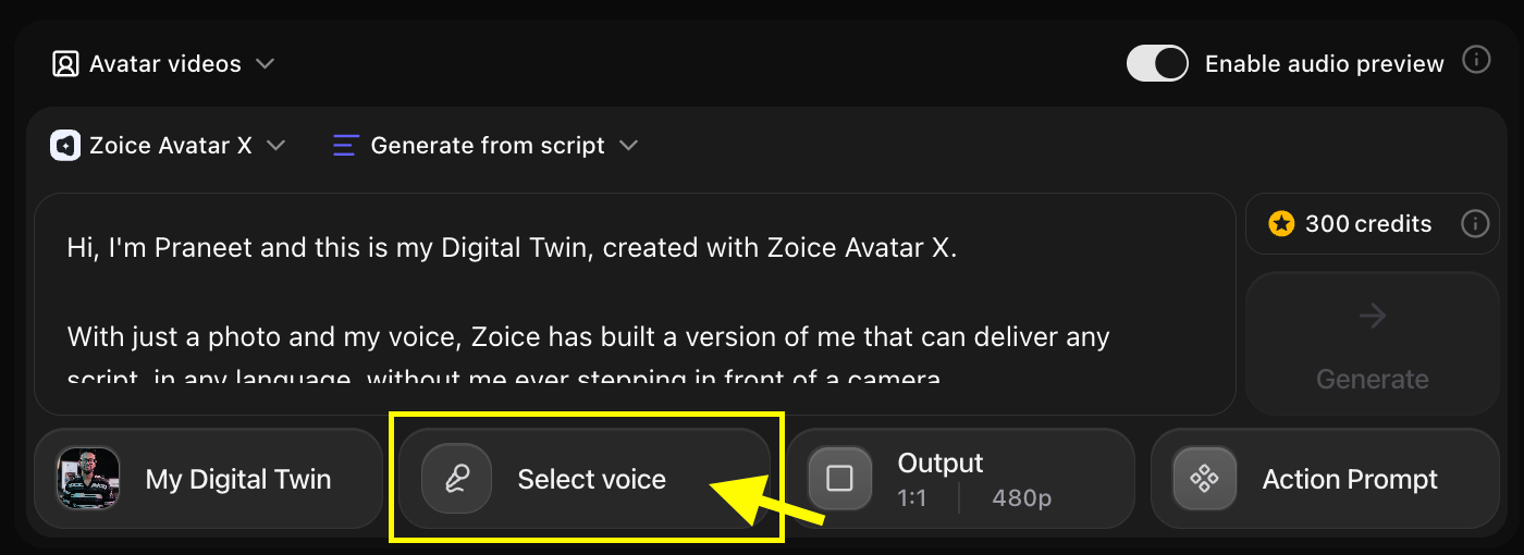 Select Voice Option