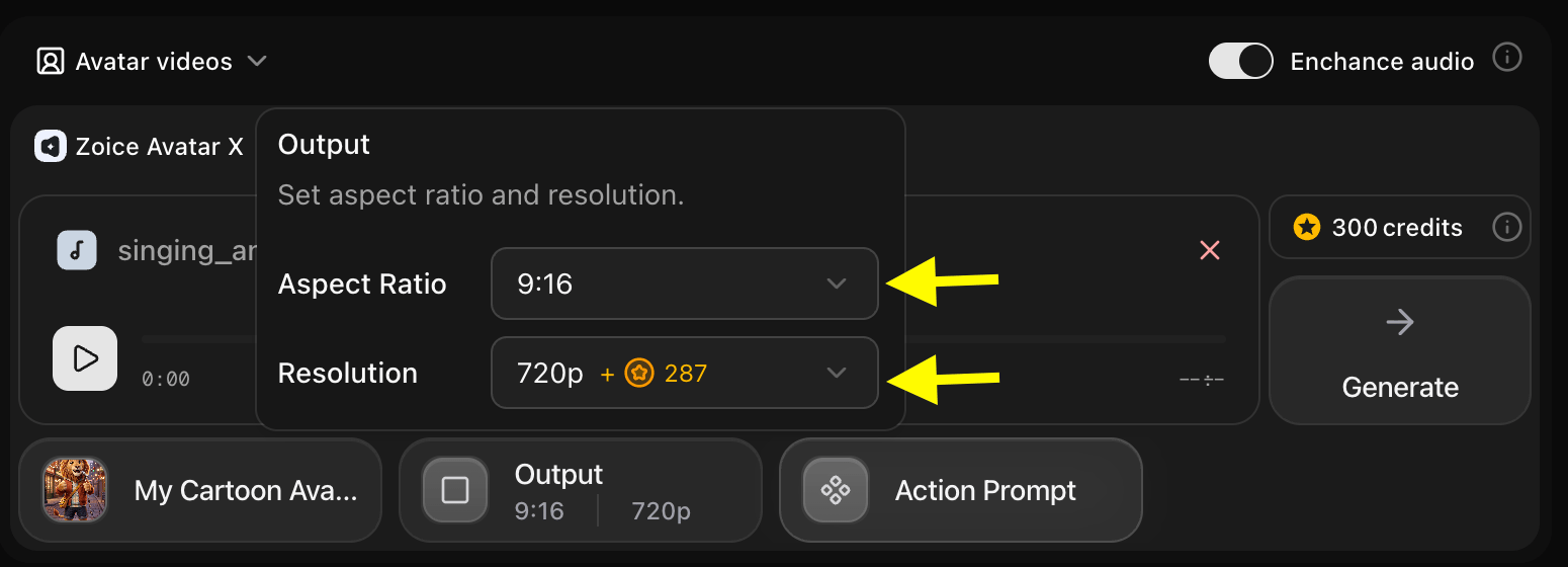 Update Output Settings