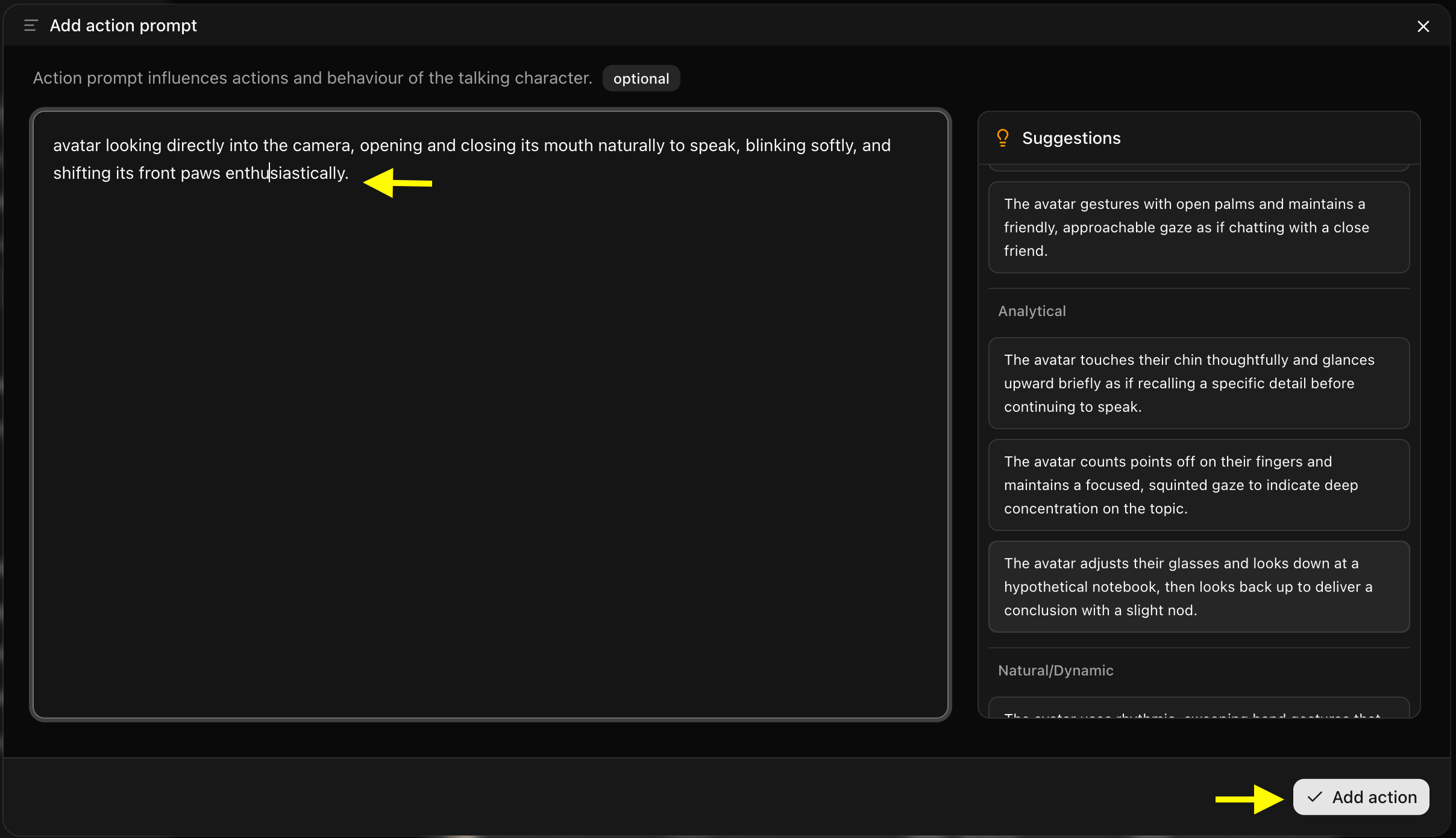 Action Prompt Added