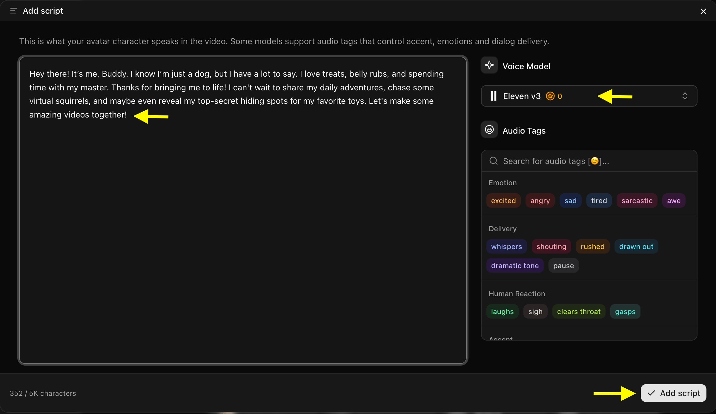 Add Script Details