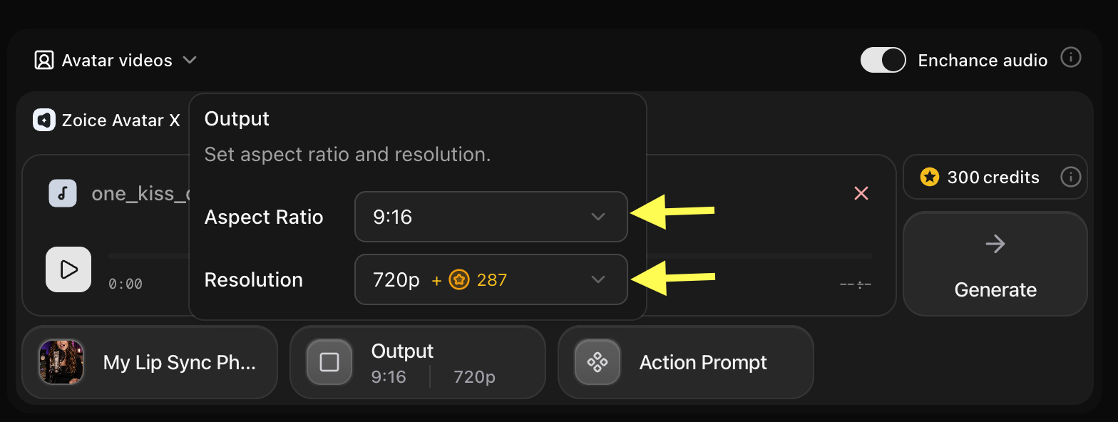 Update Output Settings