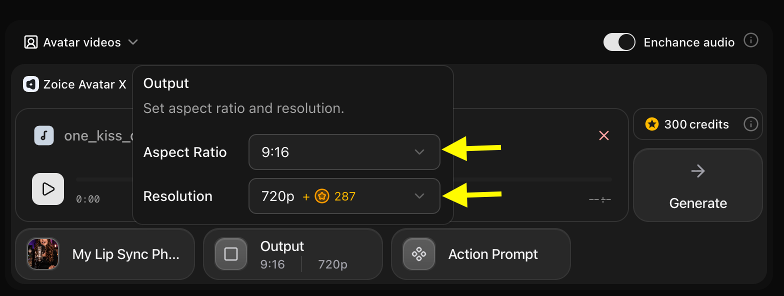 Update Output Settings