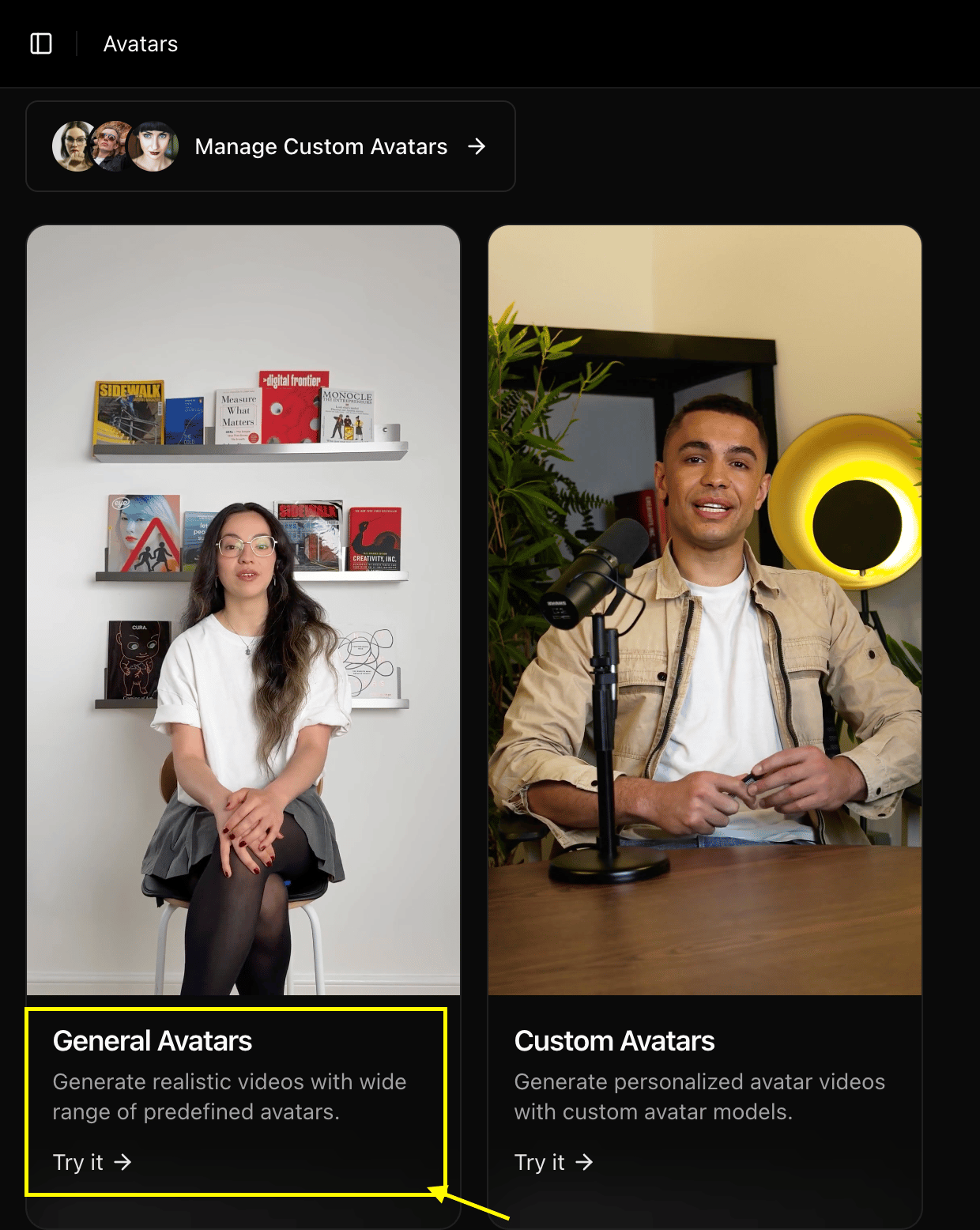 Select Avatar Template