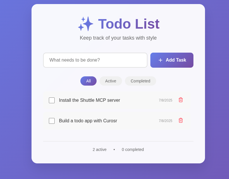 Deployed todo app UI