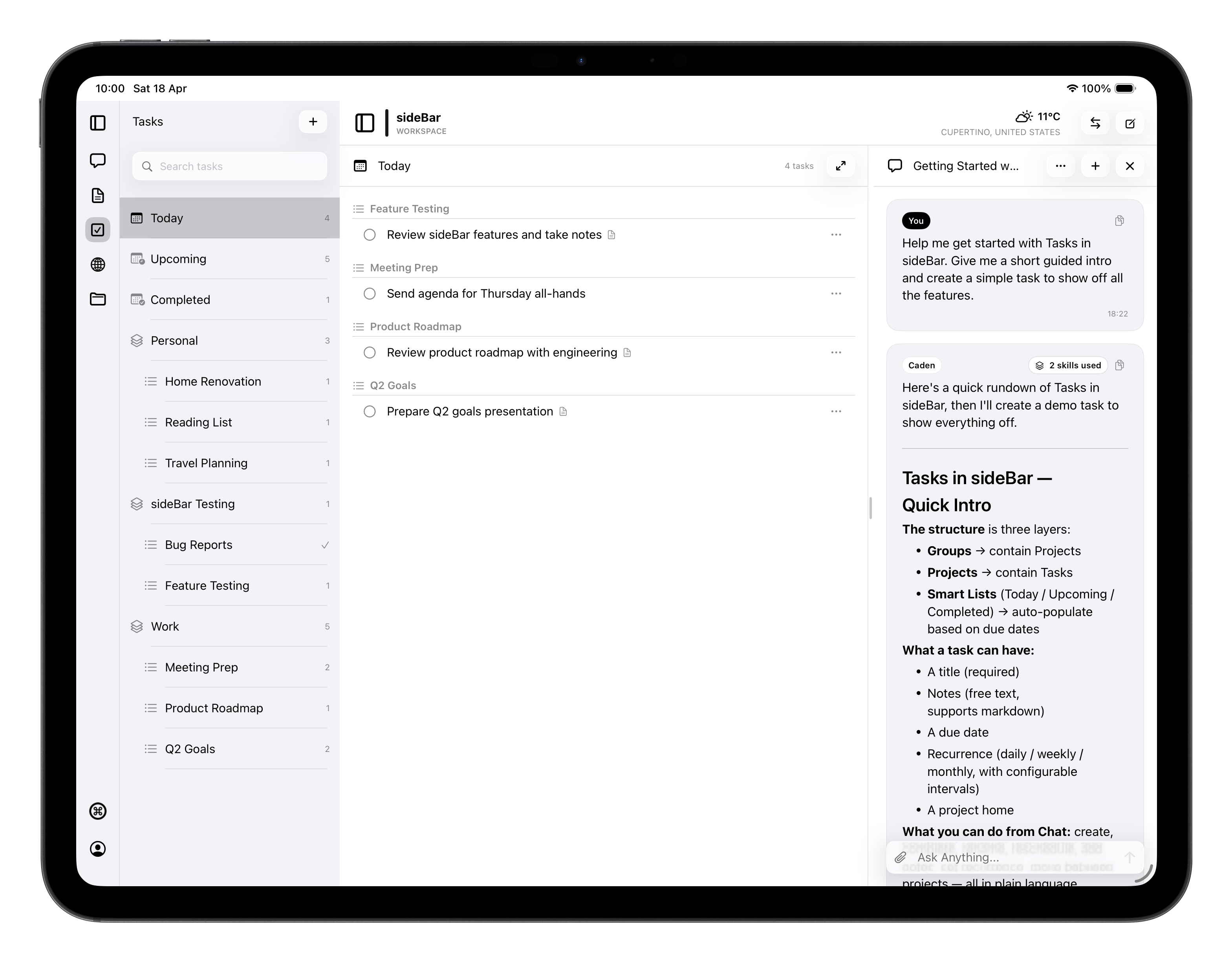 Tasks - sideBar