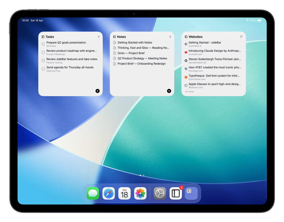 Note Sidebar Extension Widgets & Extensions - sideBar
