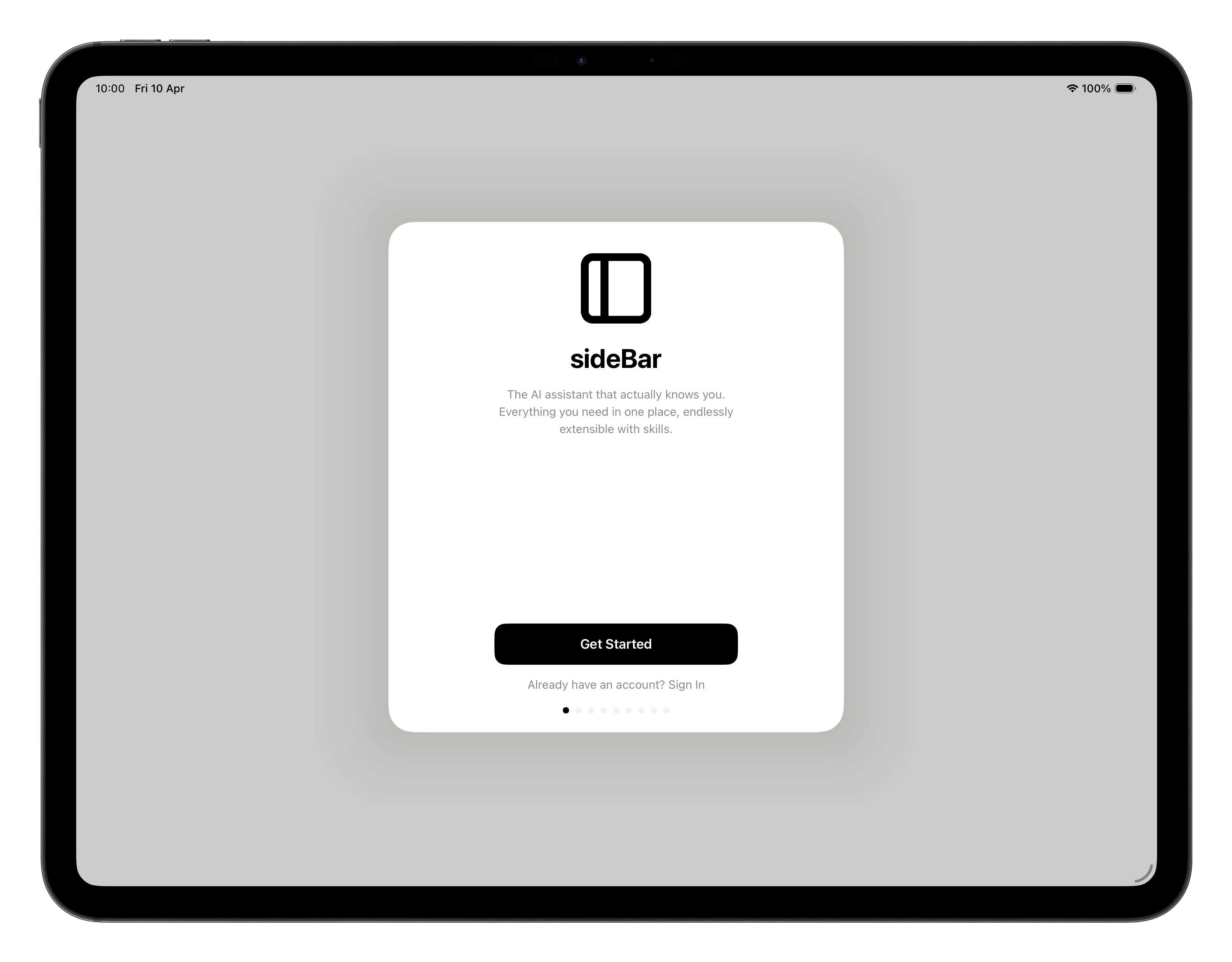 sideBar onboarding conversation