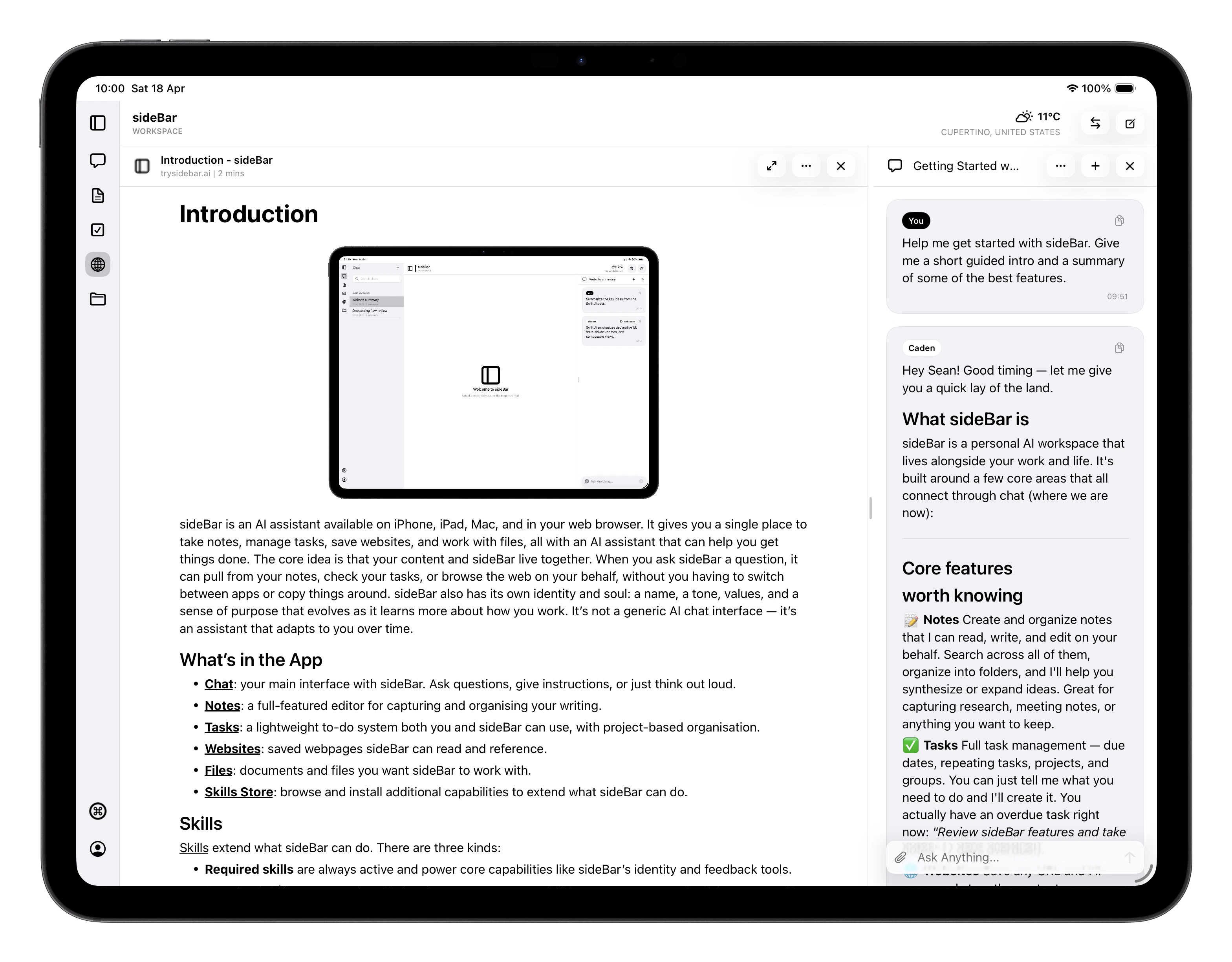 sideBar saved websites list