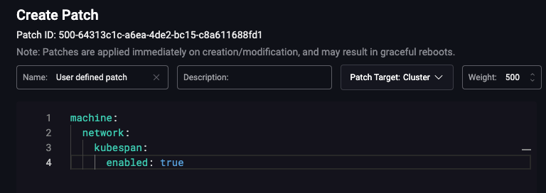Create a new cluster-scoped config patch