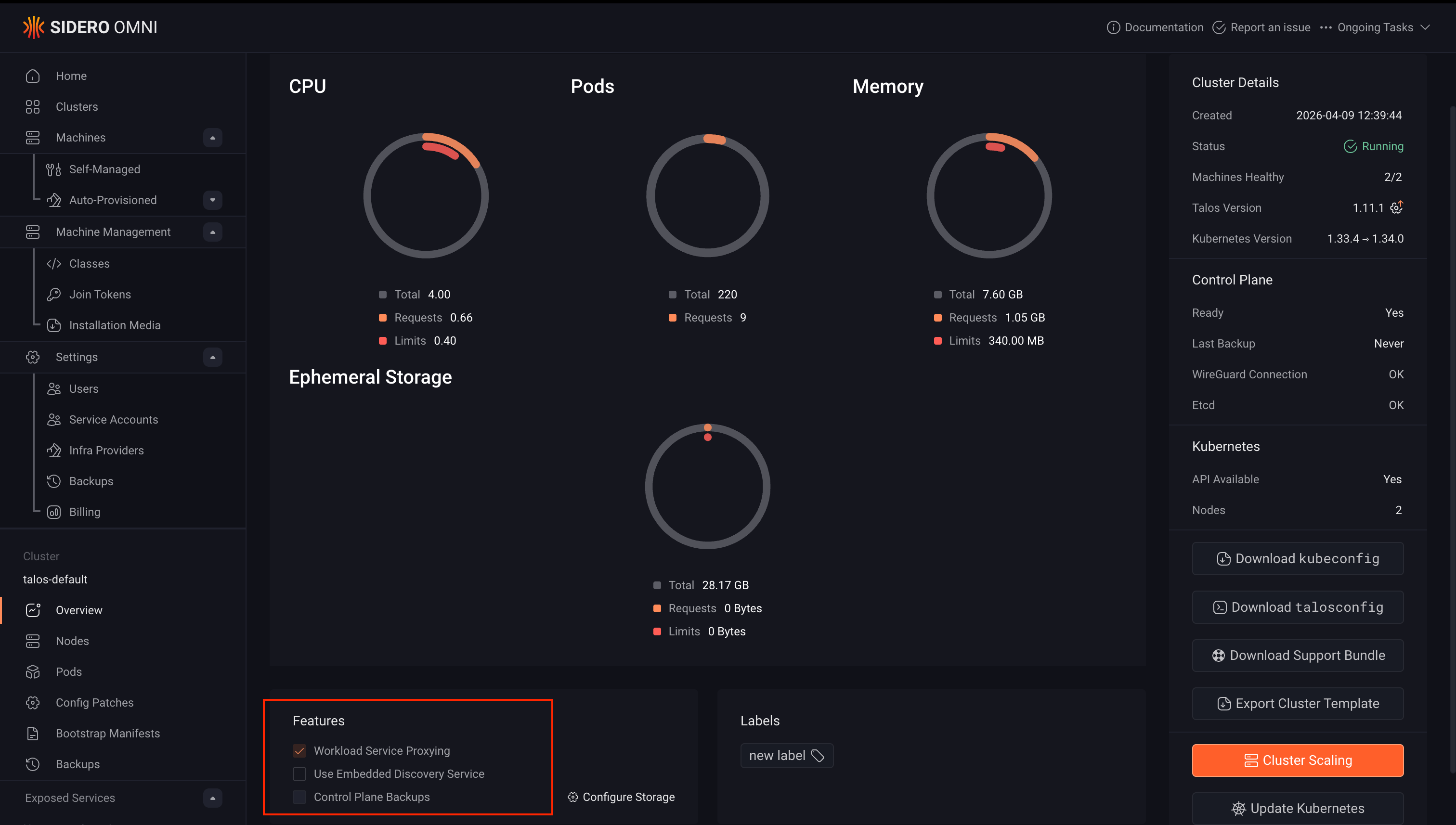 Enable Workload Service Proxying on cluster creation