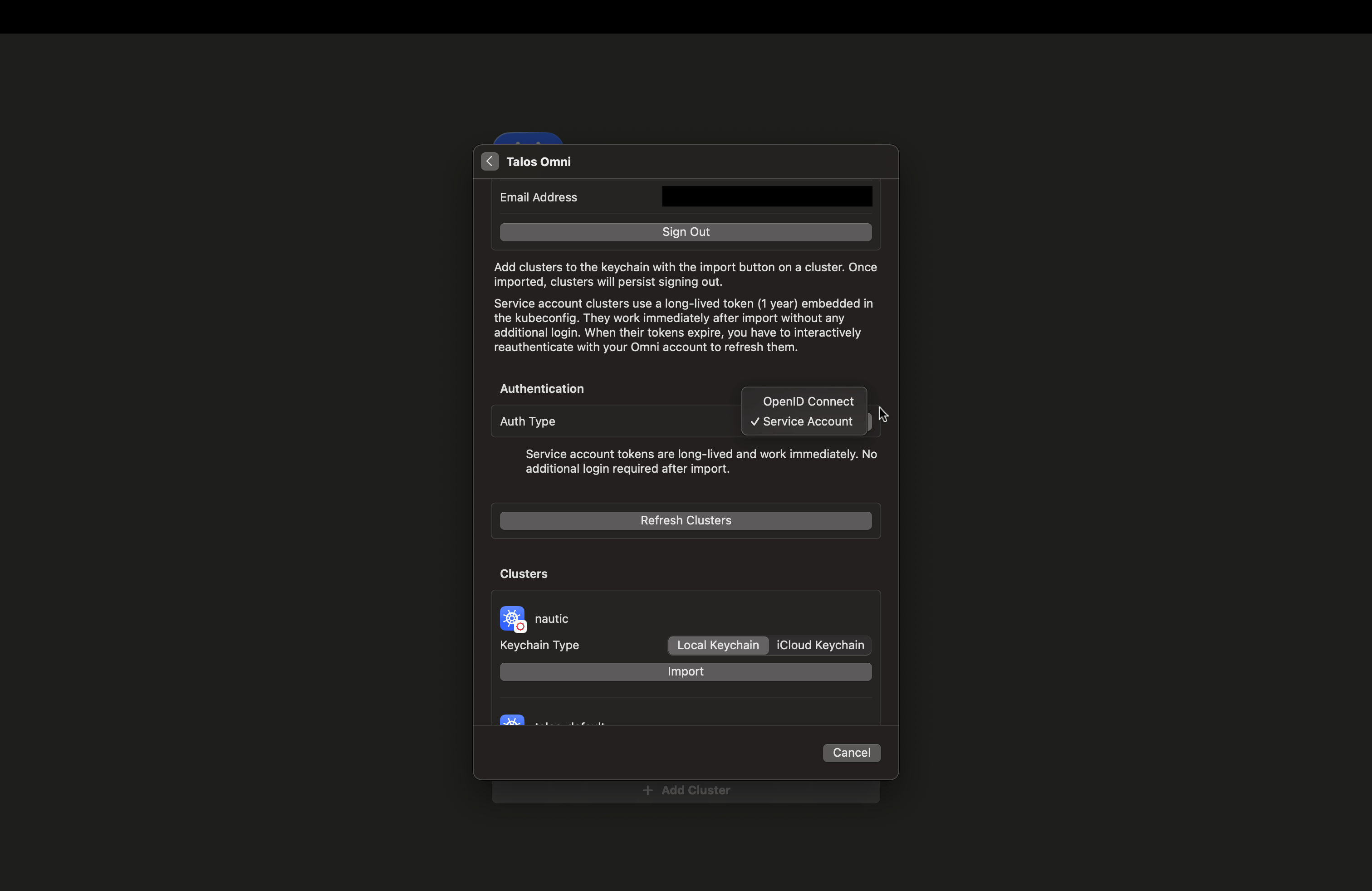 Select Auth Type