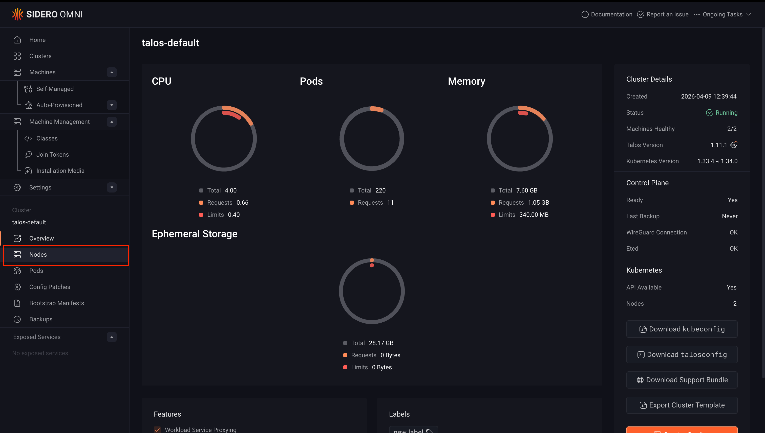 Nodes tab