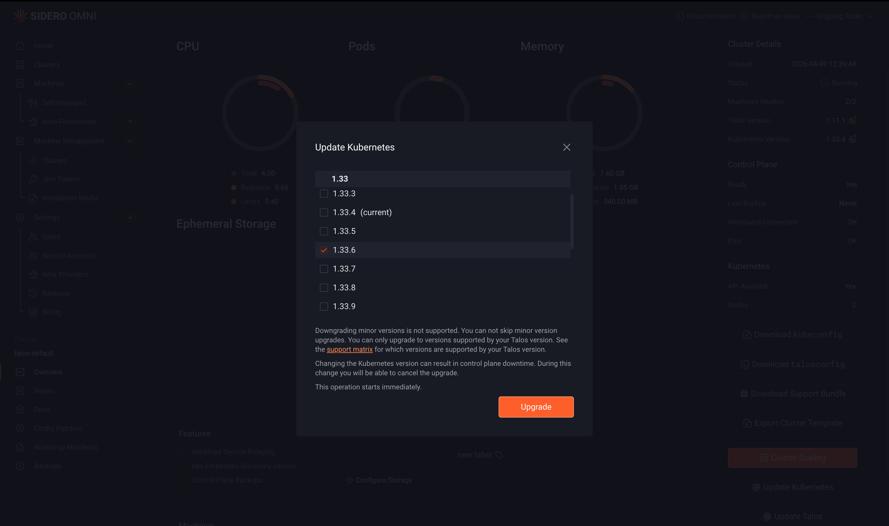 Select the update version