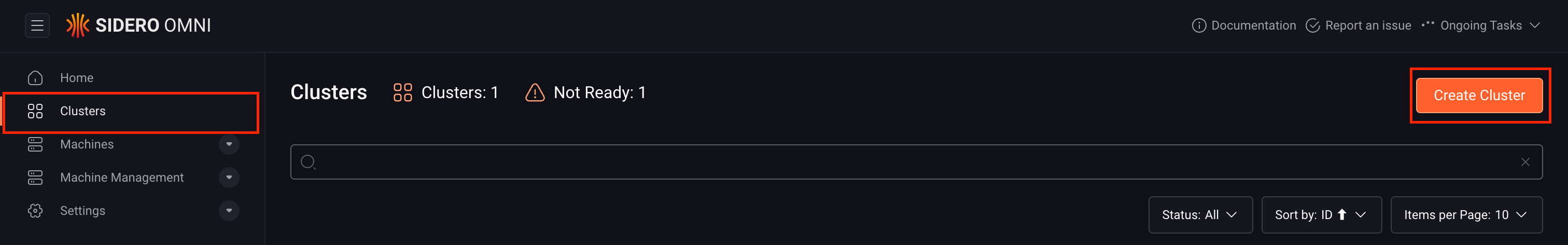 Create a clusters tab