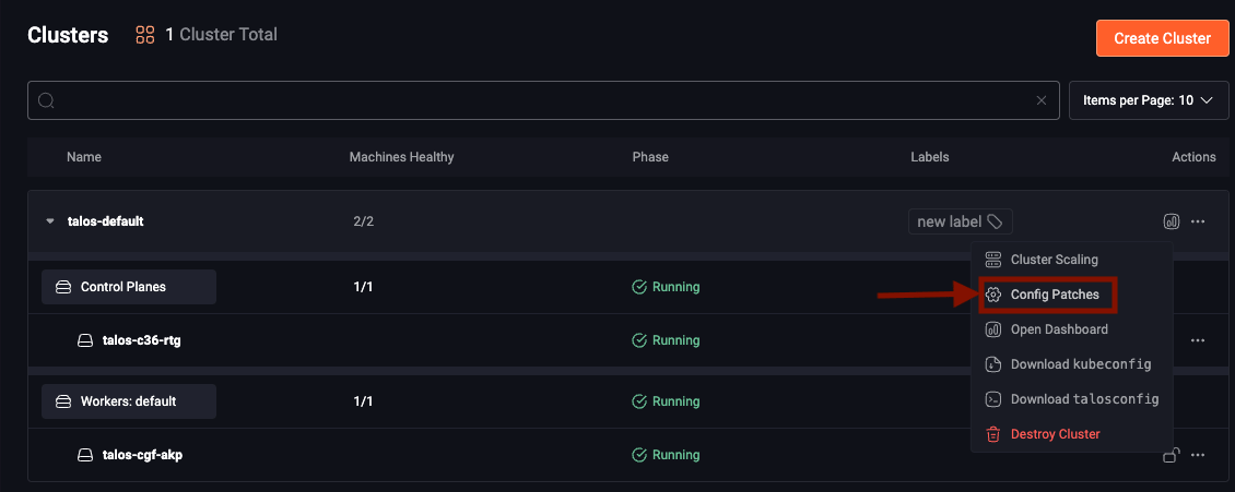 Navigate to Config Patches