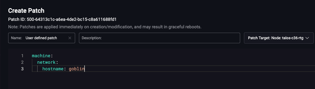Enter configuration patch