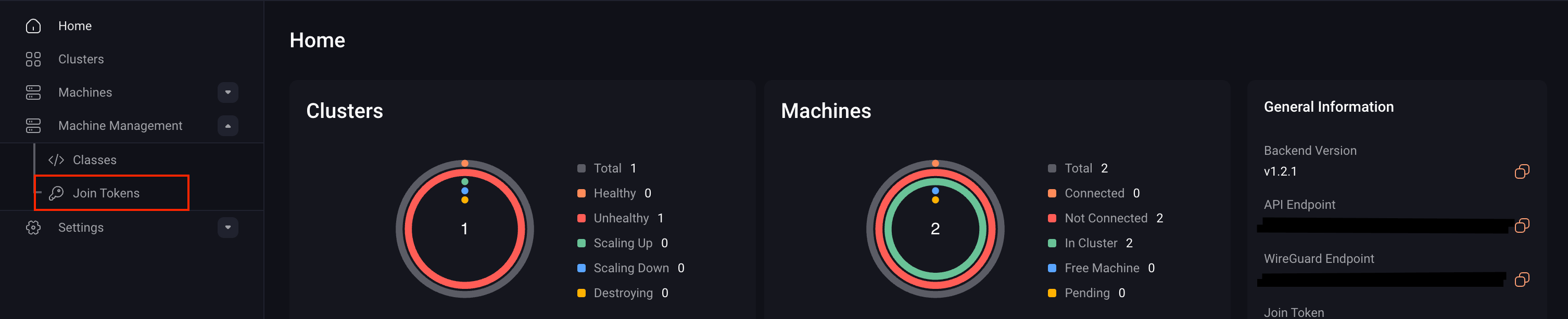 Join Tokens Menu