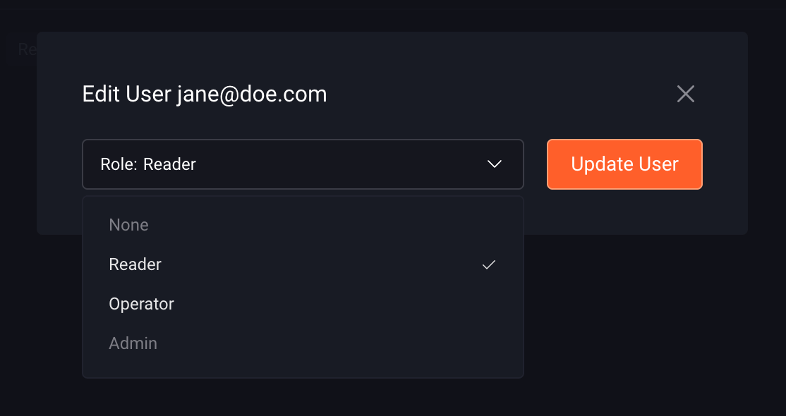 Edit User modal