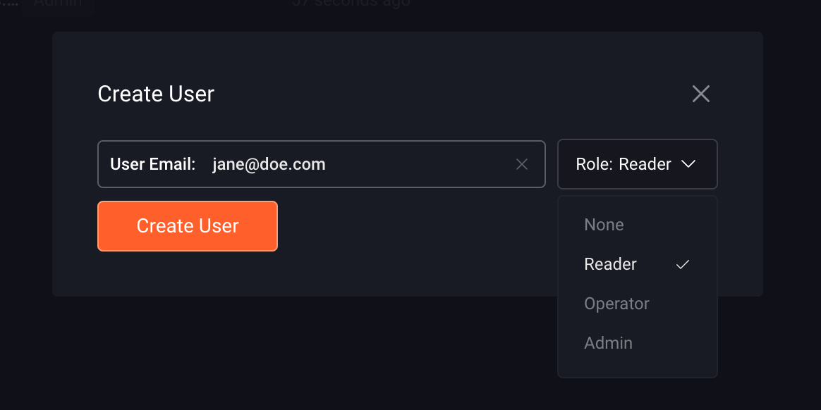 Create User modal
