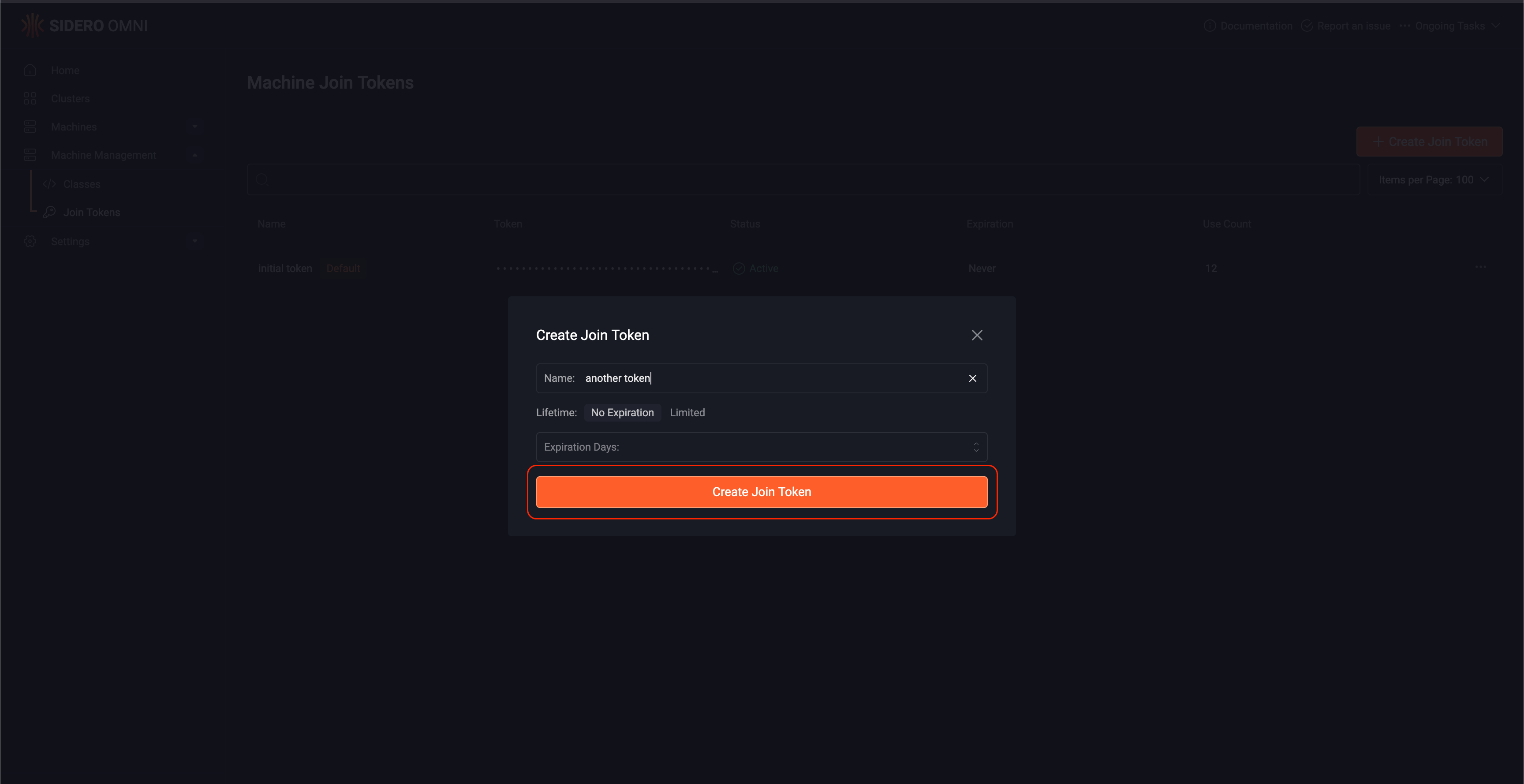 Create Join Token Modal
