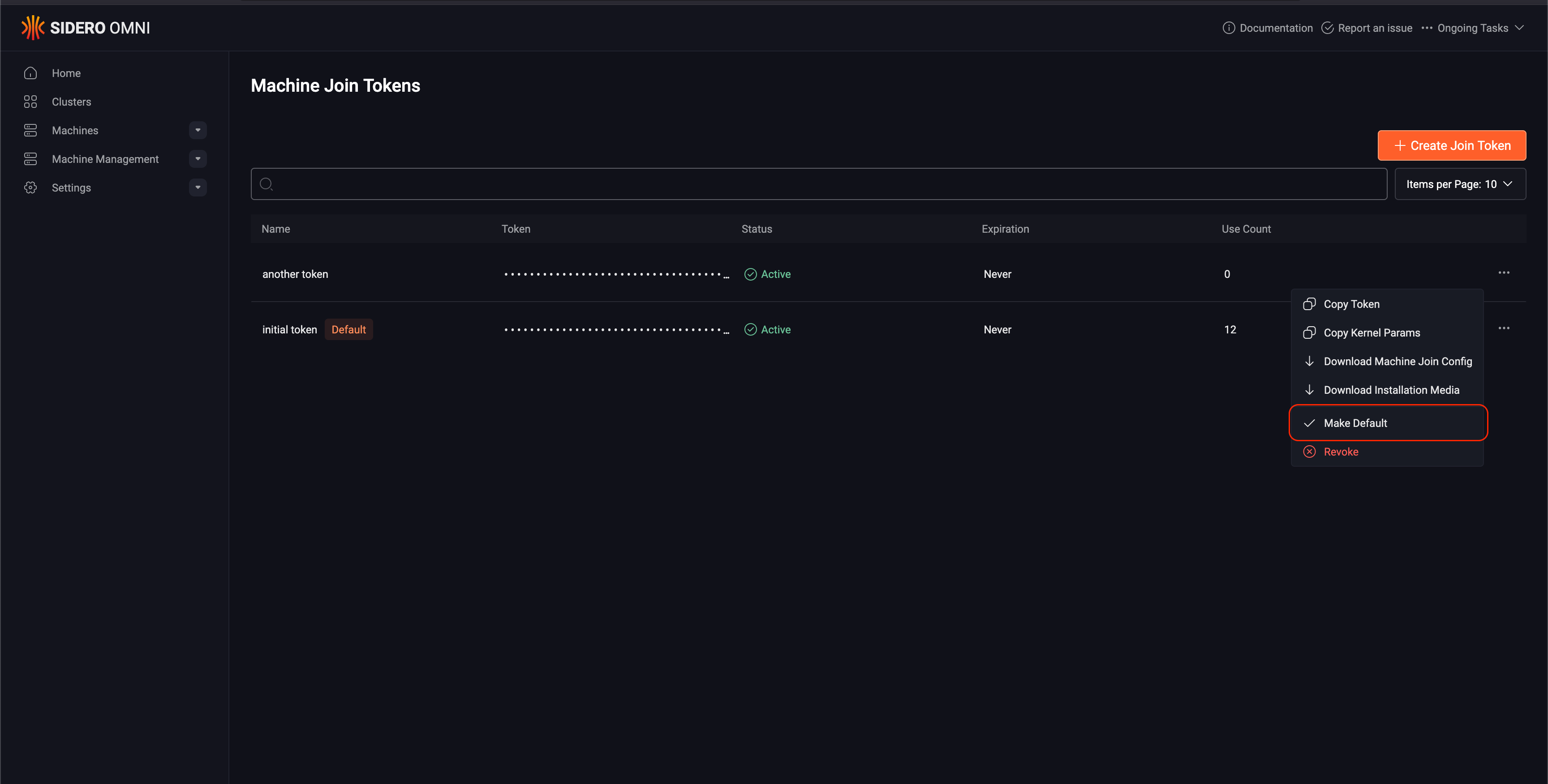 Make Join Token Default