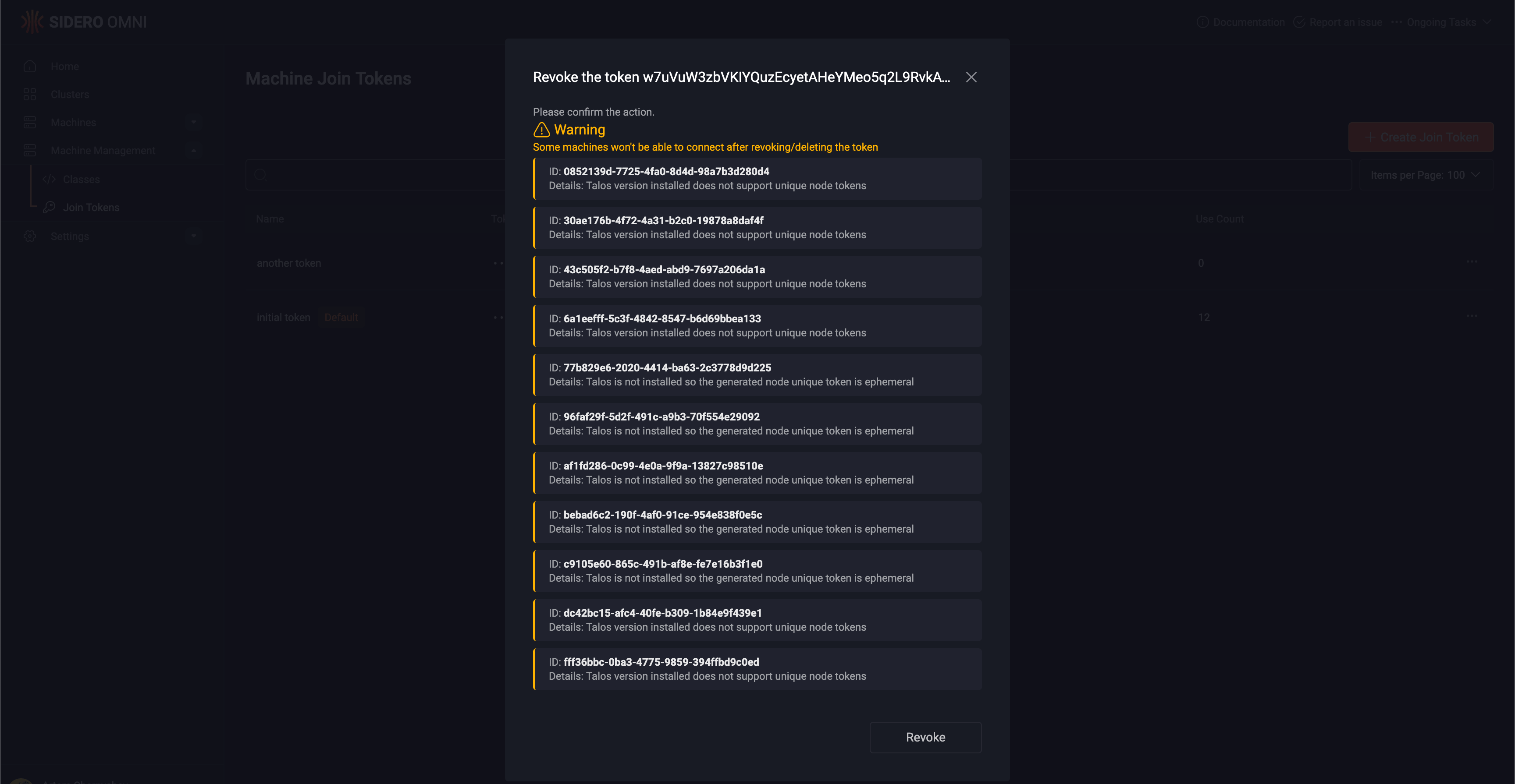 Join Token Warnings
